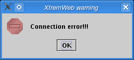 The connect error dialog